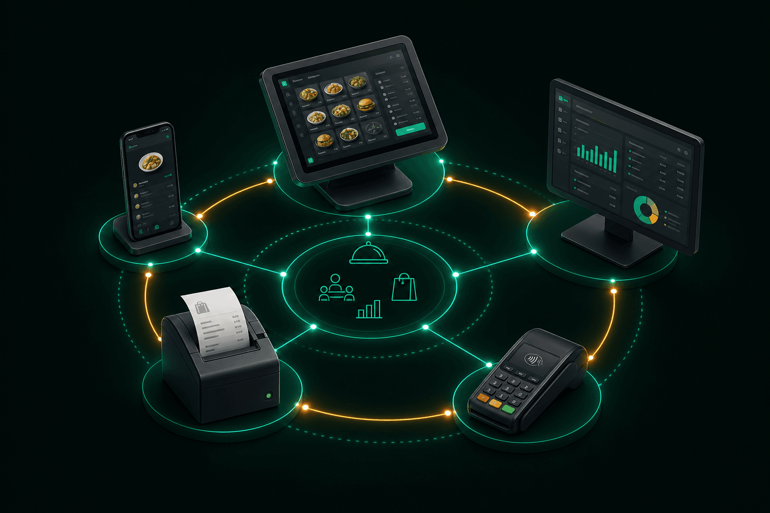 Tablet, telefon, PC ve yazarkasa cihazlarının bağlanması