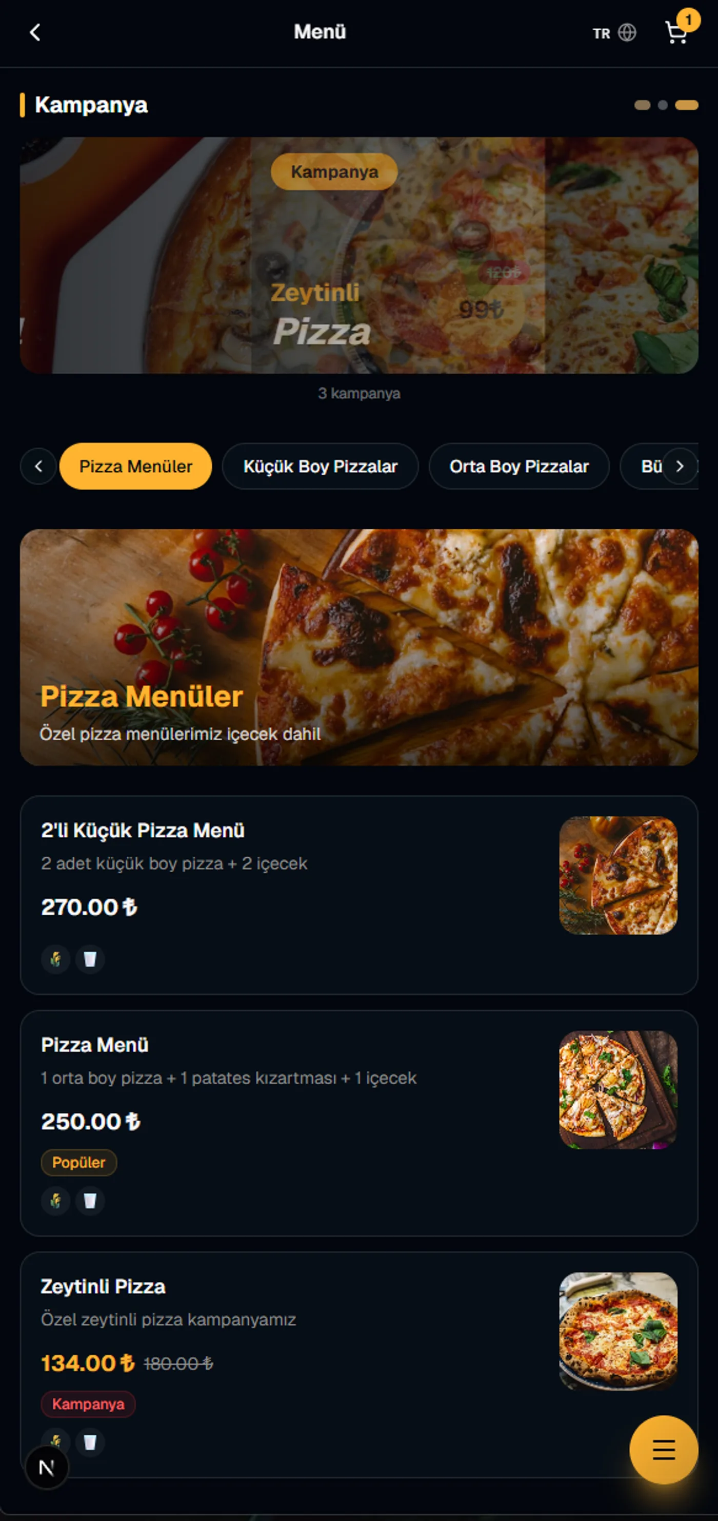 RestroidMENU QR Menü Listesi